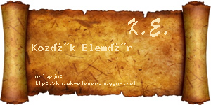 Kozák Elemér névjegykártya