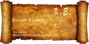 Kozák Elemér névjegykártya